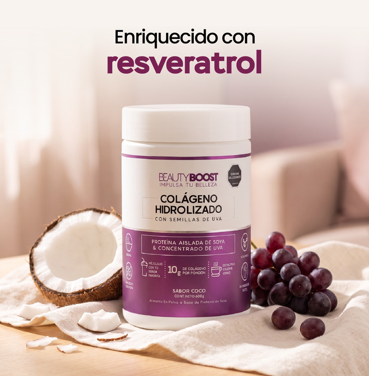 Colágeno hidrolizado Beauty Boost enriquecido con resveratrol