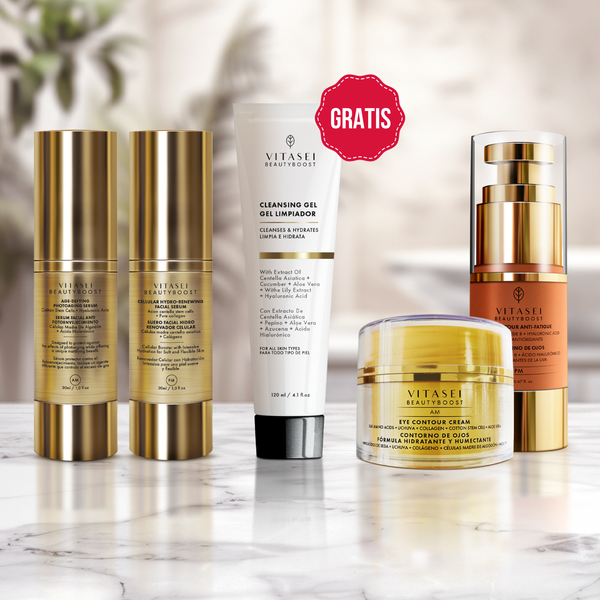 KIT SERUMS FACIALES AM Y PM + CONTORNOS DE OJOS AM Y PM + GRATIS GEL LIMPIADOR