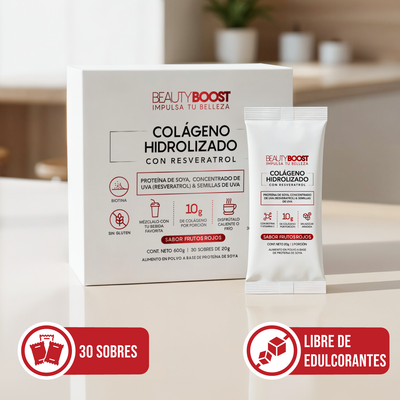Sachets de Colágeno hidrolizado con resveratrol - sabor frutos rojos sin edulcorantes