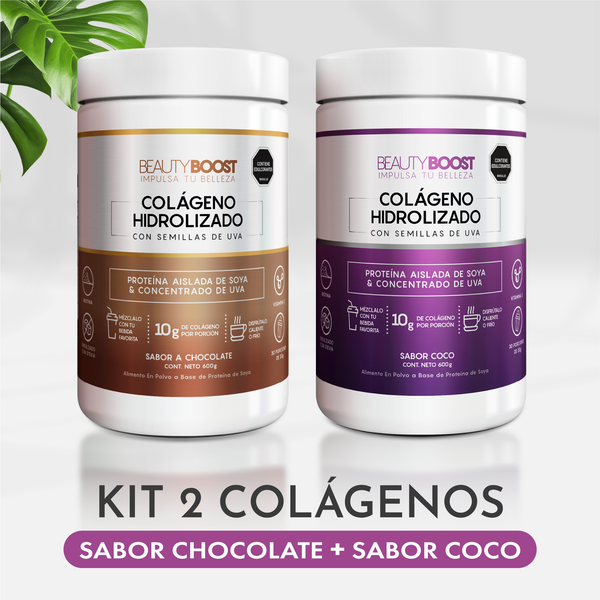 DÚO COLÁGENO HIDROLIZADO CON RESVERATROL - CHOCOLATE + COCO