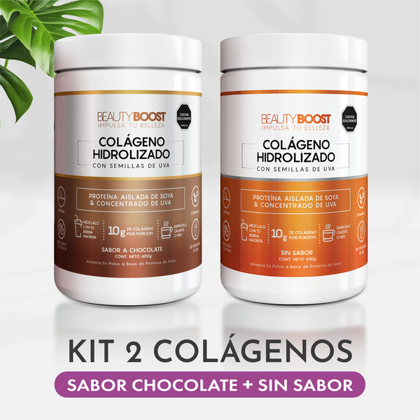 DÚO COLÁGENO HIDROLIZADO CON RESVERATROL - CHOCOLATE + SIN SABOR
