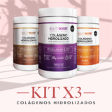 KIT X 3 COLÁGENOS HIDROLIZADOS SABOR A COCO + SIN SABOR + SABOR A CHOCOLATE