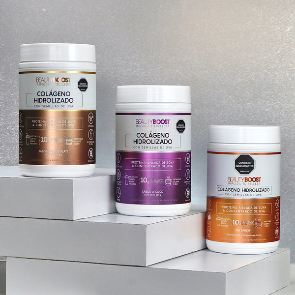 KIT 3 COLÁGENOS CON RESVERATROL SABOR COCO + SIN SABOR + CHOCOLATE