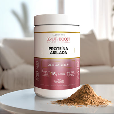Proteína aislada enriquecida con calcio, omegas 3, 6, 9, vitaminas y minerales