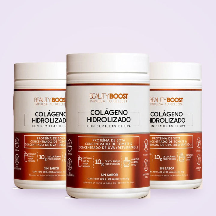 Kit x 3 colágeno hidrolizado con resveratrol sin edulcorantes - sin sabor
