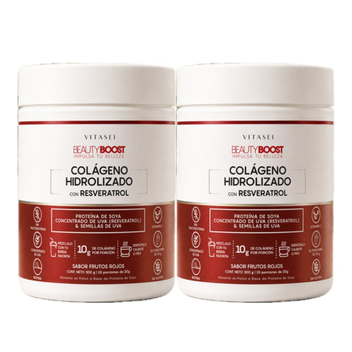 Kit x 2 colágeno hidrolizado con resveratrol y biotina sabor frutos rojos - Edición especial 300 g